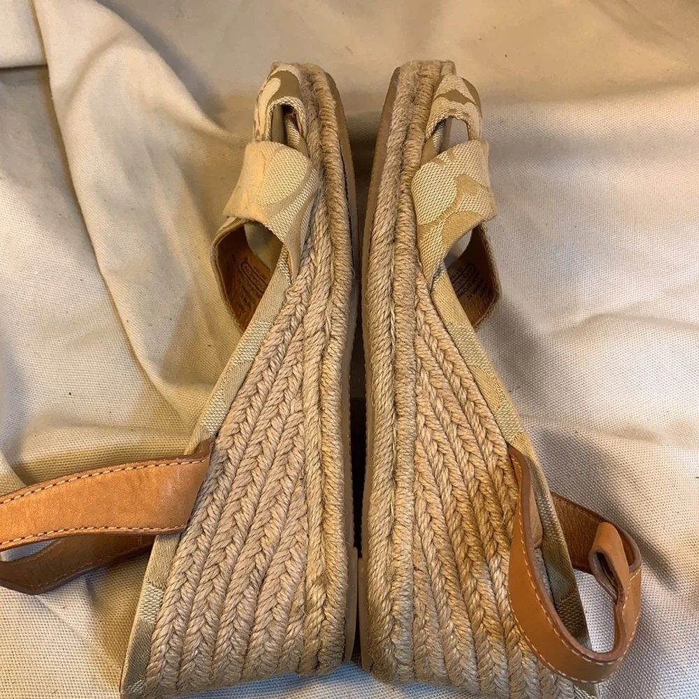 Coach leather detail espadrilles iconic logo wedge
